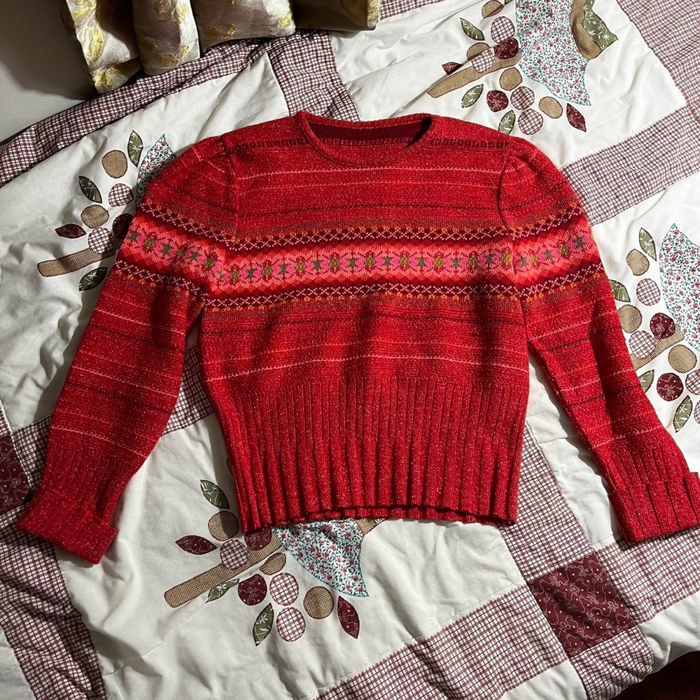 90s vintage wool knit red sweater